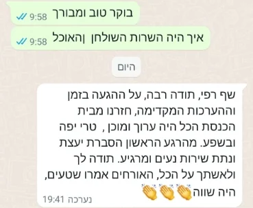 המלצת לקוחות: הכל היה ערוך ומוכן, טרי יפה ובשפע