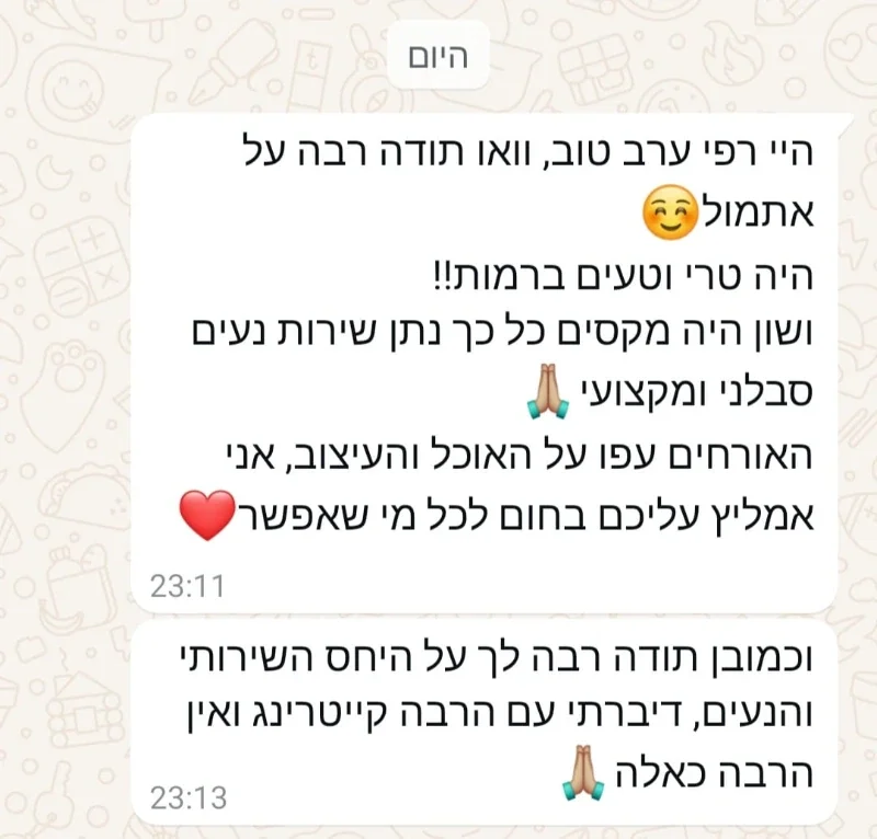 המלצת לקוחות: היה טרי וטעים ברמות